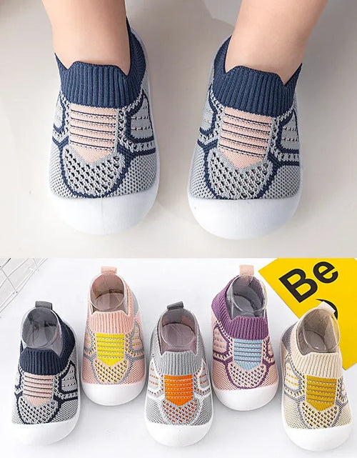 Load image into Gallery viewer, Baby Shoes Anti-Slip Breathable Infant Crib Floor Socks with Rubber Sole for Children Girls Boys Mesh Shoes Soft Bottom Slippers
