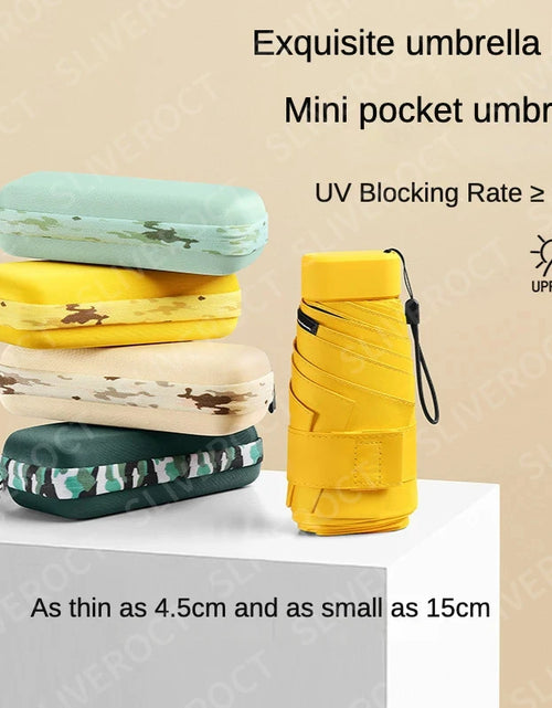 Load image into Gallery viewer, 15Cm Mini Portable Compact Pocket Umbrella for Women Light 6 Folding Sun Protection Ultraviolet Umbrella Parasol with Case Set
