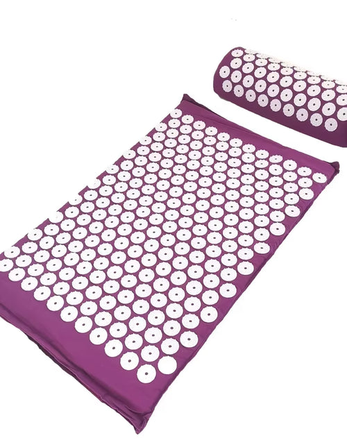 Load image into Gallery viewer, Massager Cushion Massage Yoga Mat Acupressure Relieve Pain Stress Back Body Pain Spike Mat Acupuncture Mat and Pillow Set
