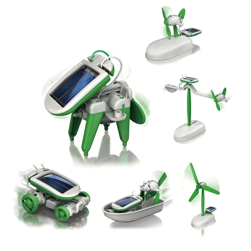 6-In-1 Solar-Power Robot Kit Assembling Ship Fan Windmill Car Toys Scientific Lab DIY Kids Educational Gadgets