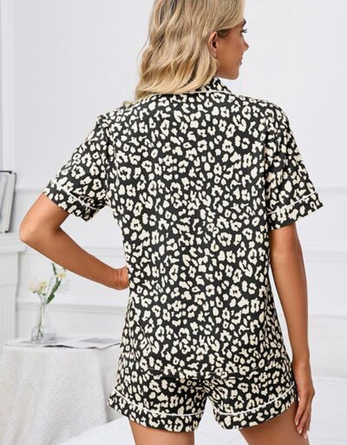 Load image into Gallery viewer, Full Size Leopard Short Sleeve Top and Shorts Lounge Set plus Size
