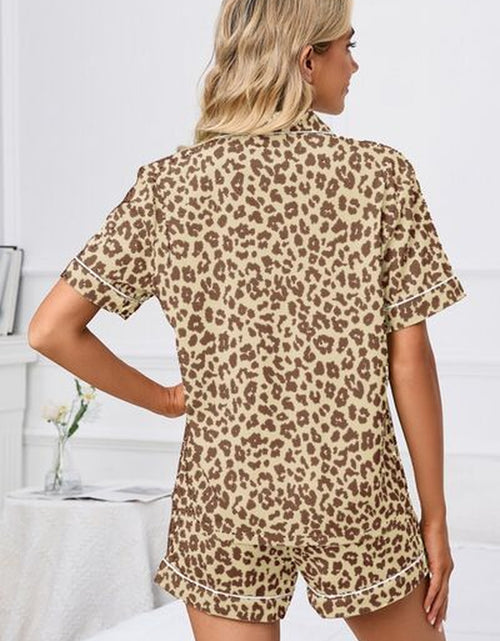 Load image into Gallery viewer, Full Size Leopard Short Sleeve Top and Shorts Lounge Set plus Size
