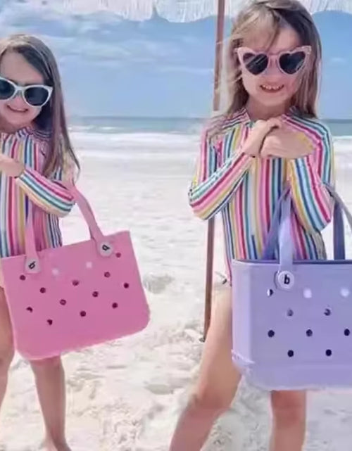 Load image into Gallery viewer, EVA Waterproof Summer Storage Basket Mini Kid Beach Bogg Bag Women Shopping Bag Picnic Rubber Jelly Tote Bogg Bag Kid Purses
