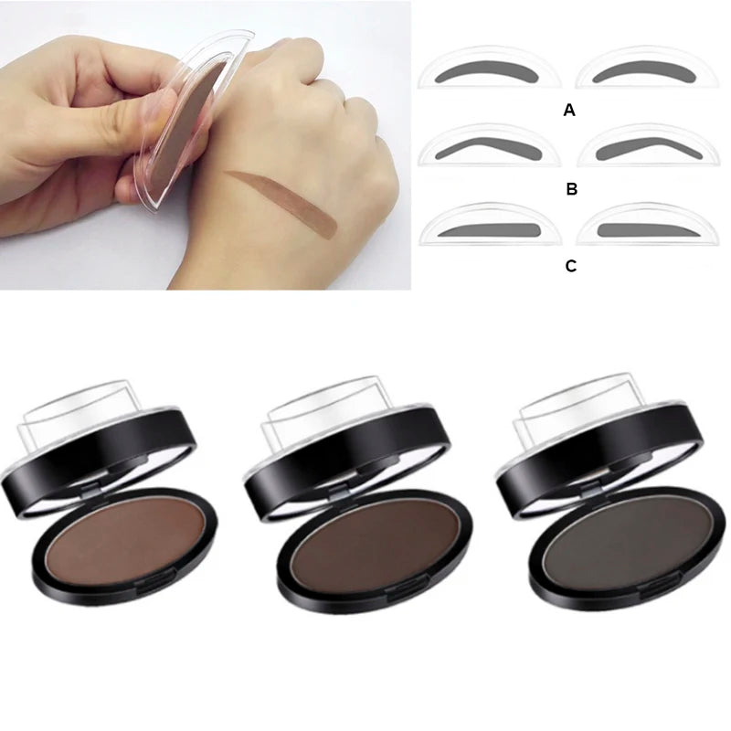 Eyebrow Powder Stamp Tint Stencil Kit Cosmetics Professional Makeup Waterproof Eye Brow Stamp Lift Eyebrow Enhancers Stencil Kit