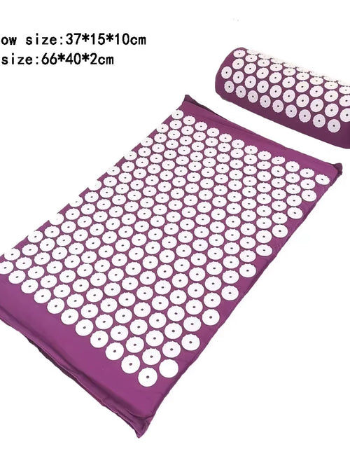 Load image into Gallery viewer, Massager Cushion Massage Yoga Mat Acupressure Relieve Pain Stress Back Body Pain Spike Mat Acupuncture Mat and Pillow Set
