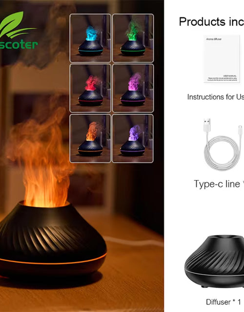 Load image into Gallery viewer, Volcanic Aroma Diffuser Essential Oil Lamp 130Ml USB Portable Air Humidifier with Color Flame Night Light
