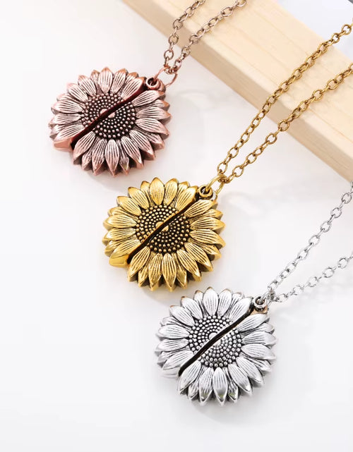 Load image into Gallery viewer, Sunflower Necklaces for Women Stainless Steel Open Locket You Are My Sunshine Sunflower Necklace Birthday Party Jewelry Gift BFF
