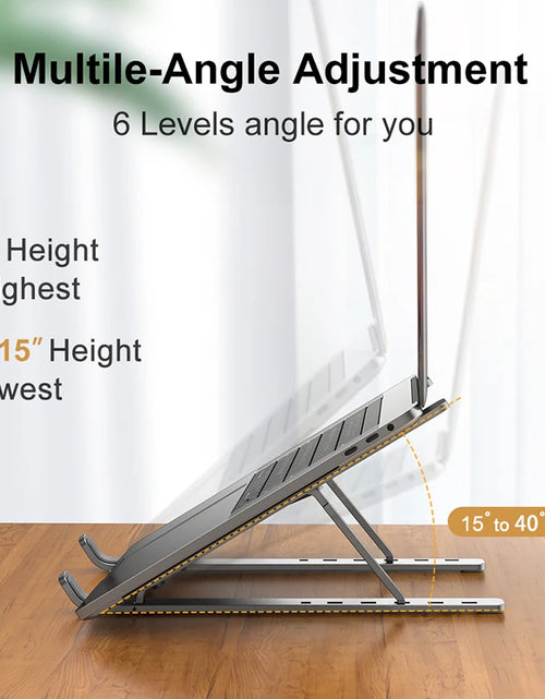 Load image into Gallery viewer, Aluminum Alloy Laptop Holder Stand Adjustable Foldable Portable for Notebook Computer Bracket Lifting Cooling Holder Non-Slip
