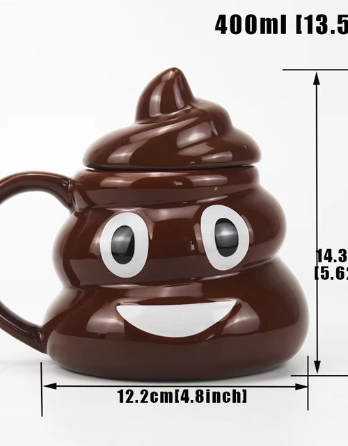 Load image into Gallery viewer, Cartoon Smile Poop Mug Tea Coffee Cup Funny Humor Gift 3D Pile of Poop Mugs with Handgrip Lid Tea Office Cup Drinkware 400Ml
