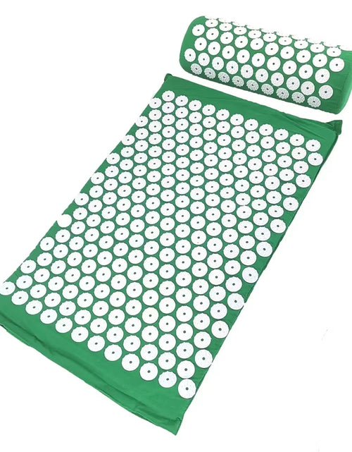 Load image into Gallery viewer, Massager Cushion Massage Yoga Mat Acupressure Relieve Pain Stress Back Body Pain Spike Mat Acupuncture Mat and Pillow Set
