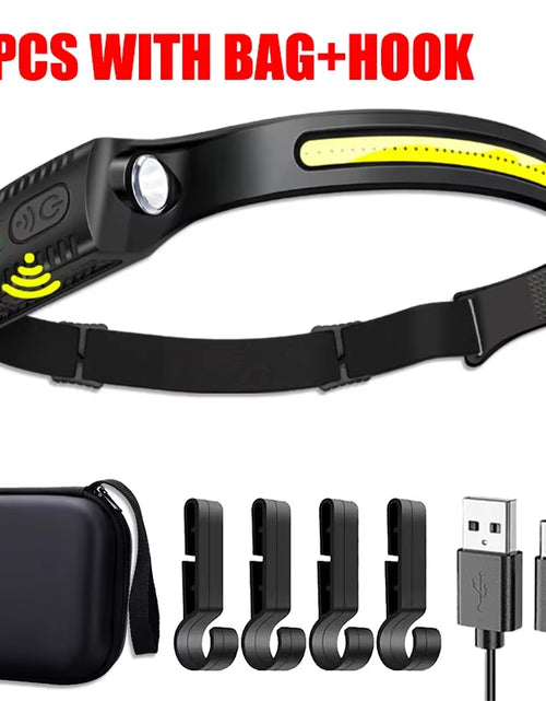 Load image into Gallery viewer, USB Rechargeable LED Sensor Headlamp XPE+COB Headlight Led Head Torch Camping Search Light Head Flashlight for Fishing Lantern
