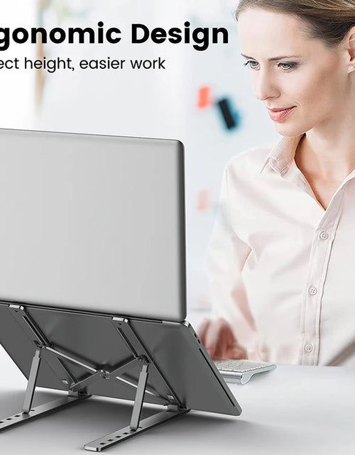 Load image into Gallery viewer, Aluminum Alloy Laptop Holder Stand Adjustable Foldable Portable for Notebook Computer Bracket Lifting Cooling Holder Non-Slip
