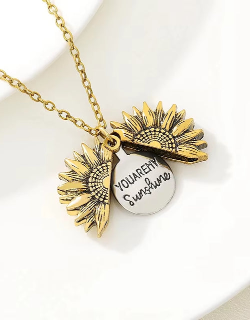 Load image into Gallery viewer, Sunflower Necklaces for Women Stainless Steel Open Locket You Are My Sunshine Sunflower Necklace Birthday Party Jewelry Gift BFF
