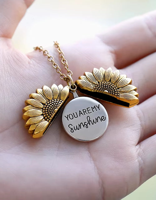 Load image into Gallery viewer, Sunflower Necklaces for Women Stainless Steel Open Locket You Are My Sunshine Sunflower Necklace Birthday Party Jewelry Gift BFF
