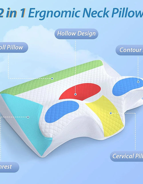 Load image into Gallery viewer, 1Pc Memory Foam Cervical Pillow, 2 in 1 Ergonomic Contour Orthopedic Pillow for Neck Pain, Contoured Support Pillows,Neck Pillow
