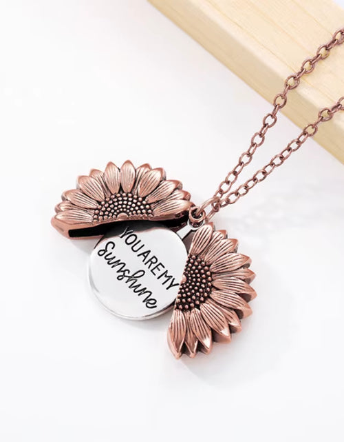 Load image into Gallery viewer, Sunflower Necklaces for Women Stainless Steel Open Locket You Are My Sunshine Sunflower Necklace Birthday Party Jewelry Gift BFF
