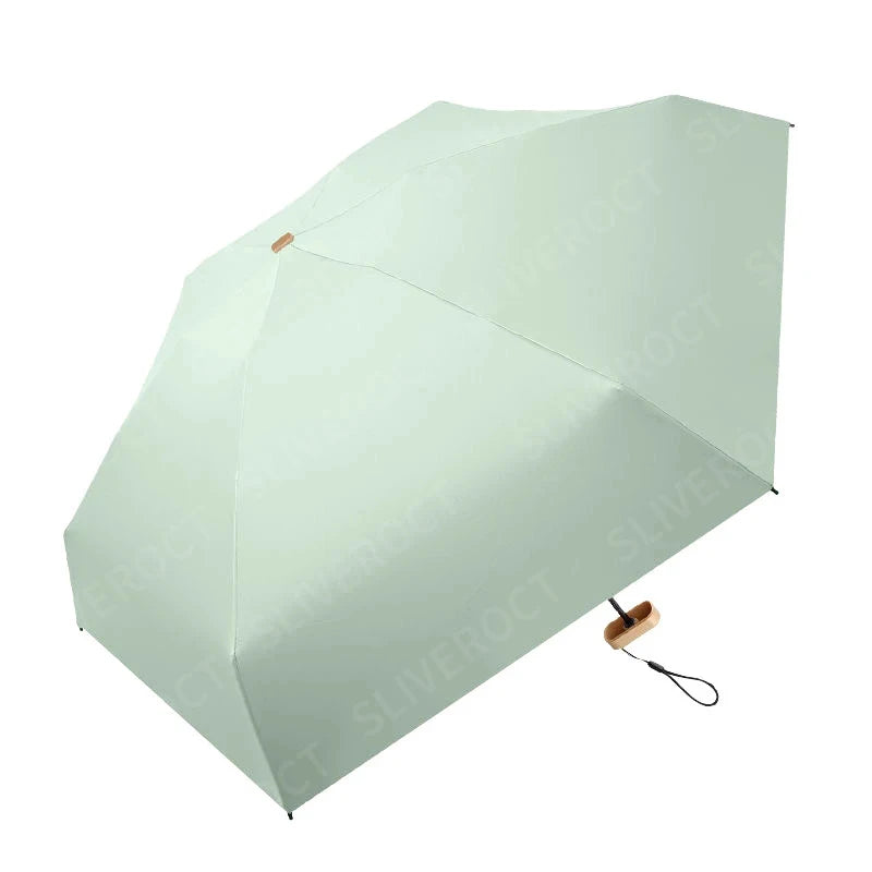 15Cm Mini Portable Compact Pocket Umbrella for Women Light 6 Folding Sun Protection Ultraviolet Umbrella Parasol with Case Set