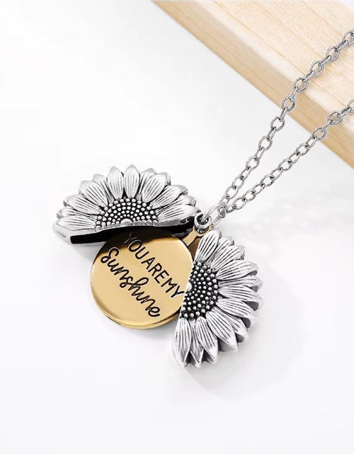 Load image into Gallery viewer, Sunflower Necklaces for Women Stainless Steel Open Locket You Are My Sunshine Sunflower Necklace Birthday Party Jewelry Gift BFF
