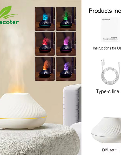 Load image into Gallery viewer, Volcanic Aroma Diffuser Essential Oil Lamp 130Ml USB Portable Air Humidifier with Color Flame Night Light
