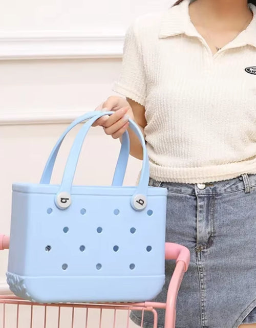 Load image into Gallery viewer, EVA Waterproof Summer Storage Basket Mini Kid Beach Bogg Bag Women Shopping Bag Picnic Rubber Jelly Tote Bogg Bag Kid Purses
