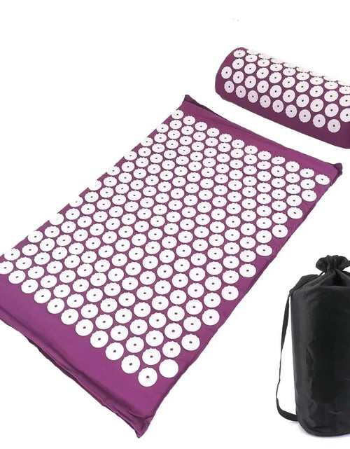 Load image into Gallery viewer, Massager Cushion Massage Yoga Mat Acupressure Relieve Pain Stress Back Body Pain Spike Mat Acupuncture Mat and Pillow Set
